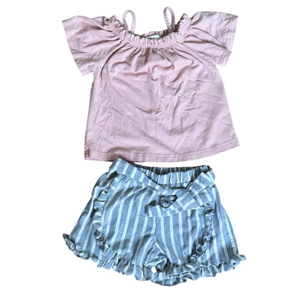 Marie Nicole Girls 2T Pink and Blue Striped Kids Matching Set - Picture 1 of 3